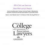 2014 CAI Law Seminar Best Manuscript Award